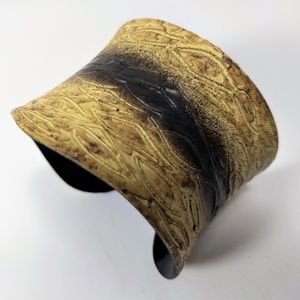 Rustic Steel Etched Cuff Bracelet